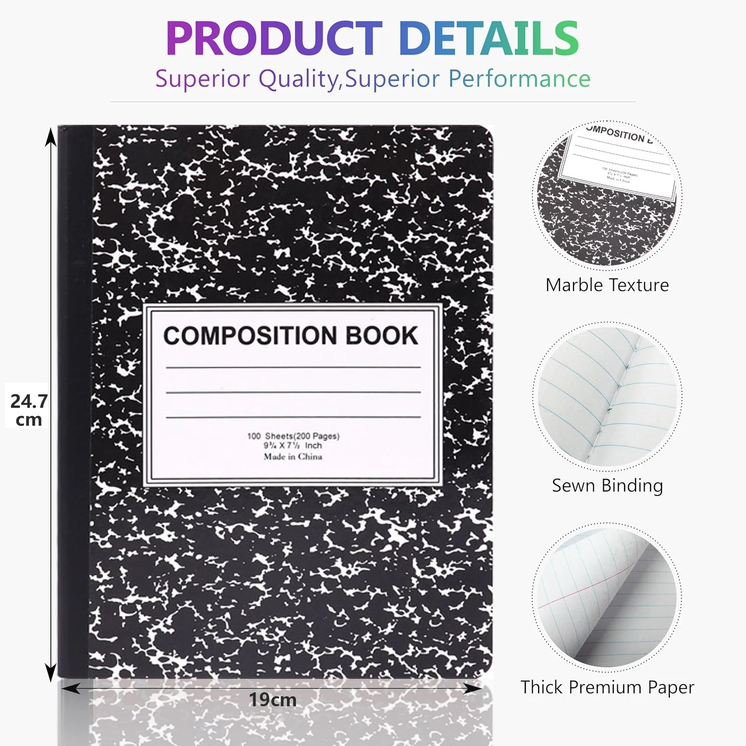 Marble Composition Book College Ruled – 100 Sheets