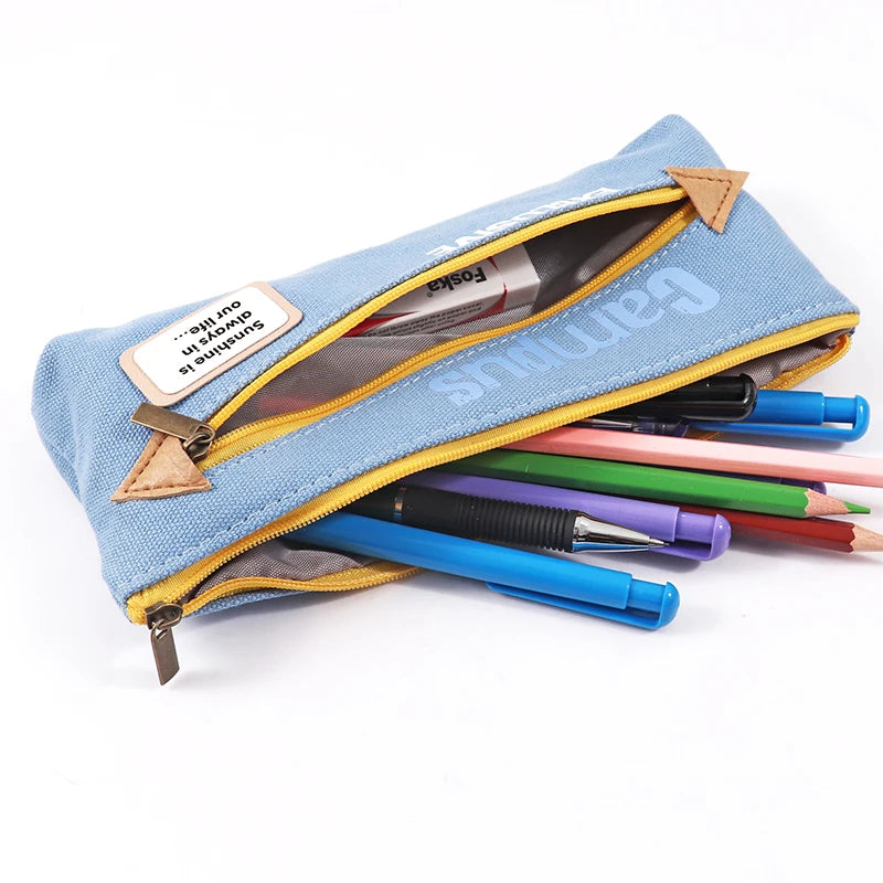 Canvas Waterproof Pencil Case for School and Office