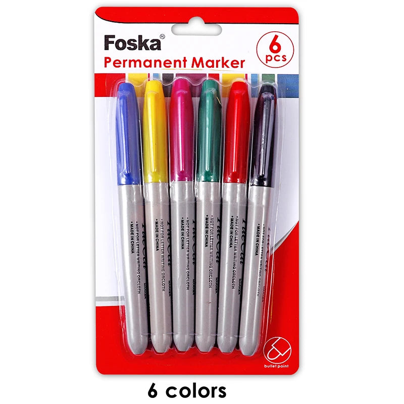 Permanent Marker Pen Set – 6 Colours