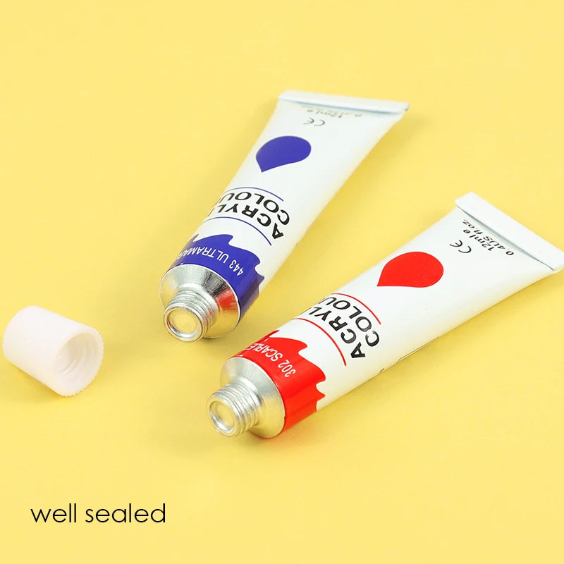 Non-Toxic Acrylic Paint Set – 12 Colors, 12ml Each