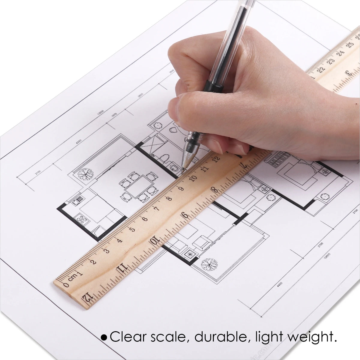 Natural Wood Double-Sided Ruler 30cm / 12in