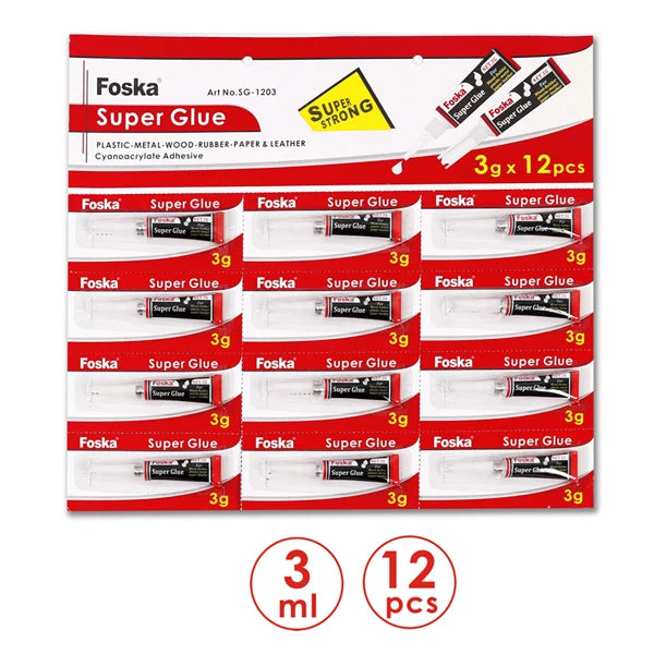 Instant Adhesive Super Glue 3ml Tubes – Card of 12