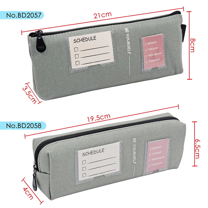 Double Layer Canvas Pencil Bag with Zipper