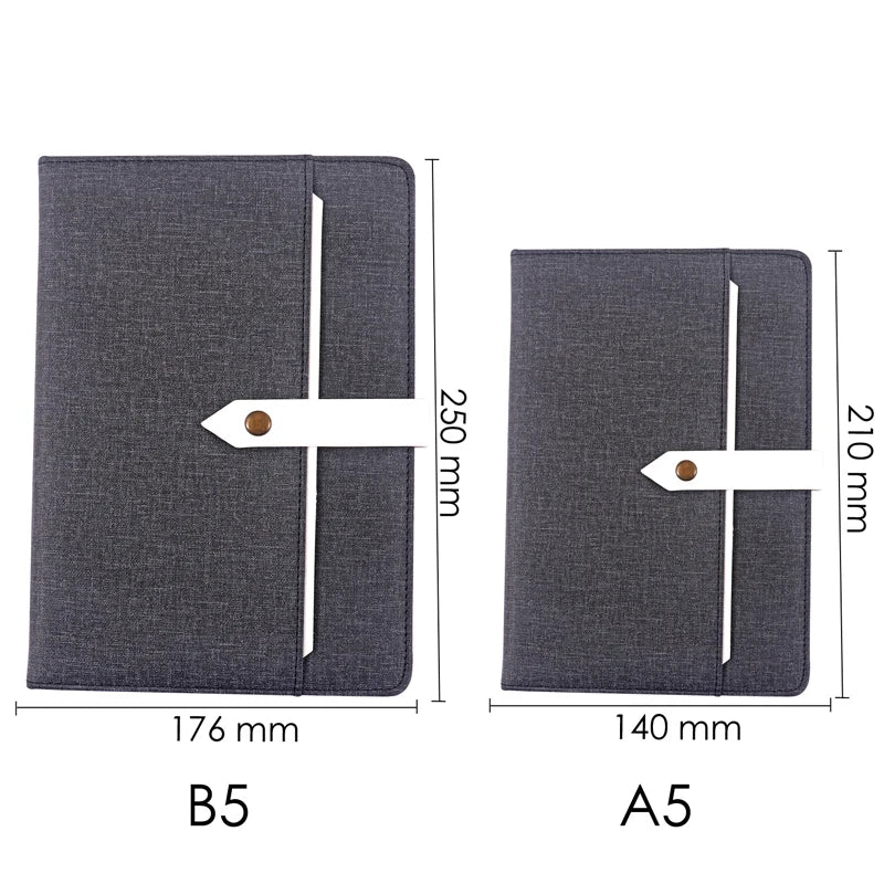 PU Leather Buckle Notebook with Front Pocket