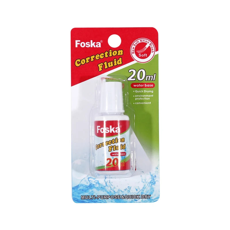 Correction Fluid Pen 20ml with Metal Tip Brush