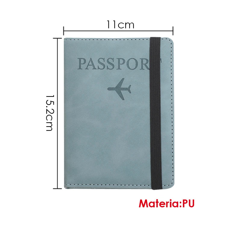 PU Leather Passport Holder Travel Wallet with 8 Card Slots