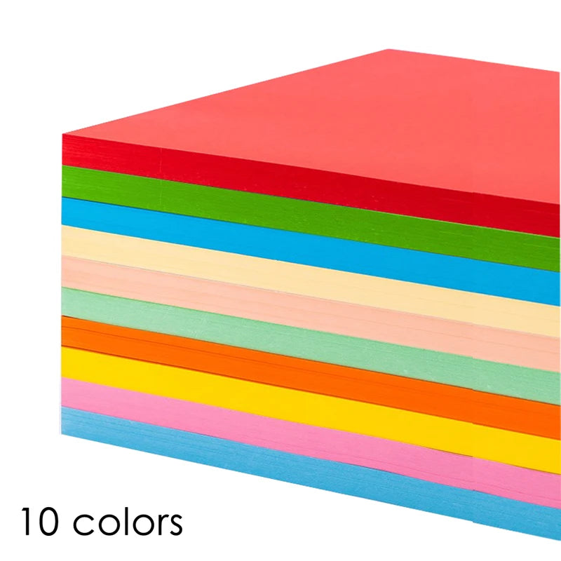 Coloured Craft Paper A4 80 gsm – 100 Sheets, 10 Assorted Colours