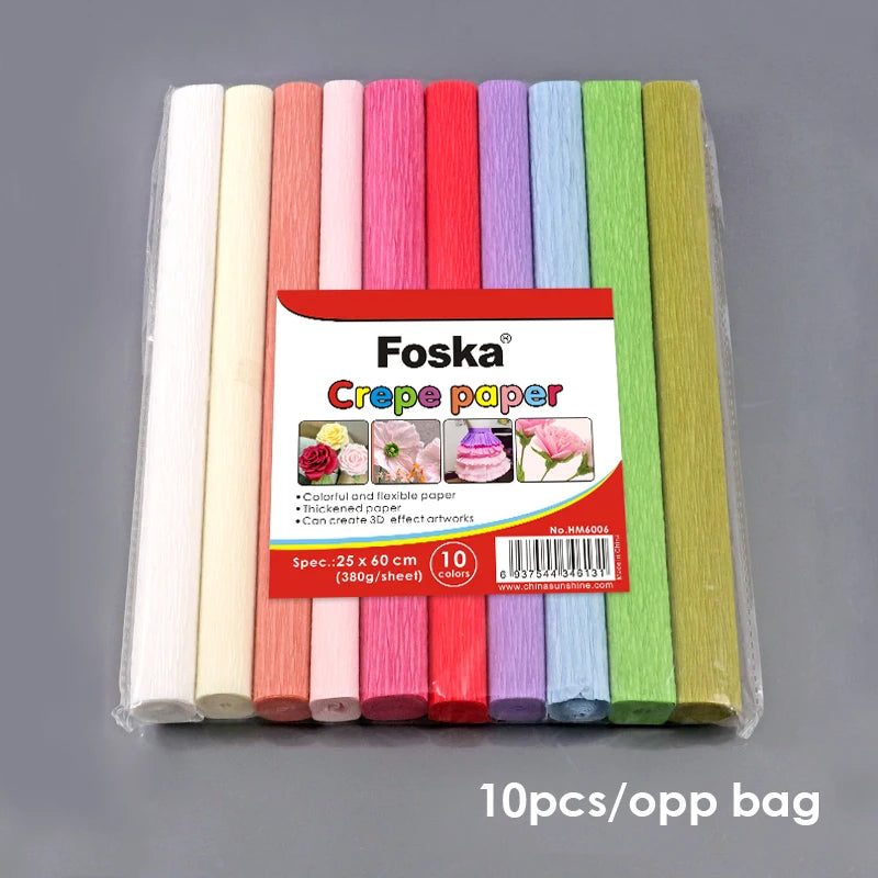 Soft Crepe Craft Paper Rolls 25 x 60cm – 10 Colors