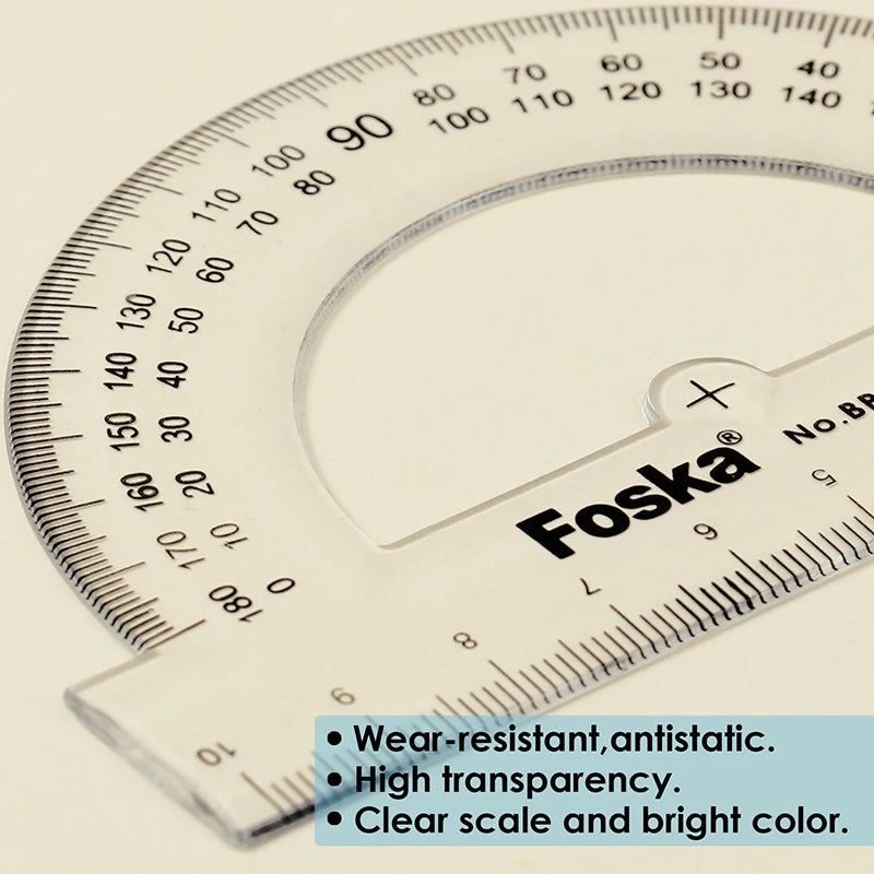 Clear Plastic Protractor 180 Degrees – 10cm