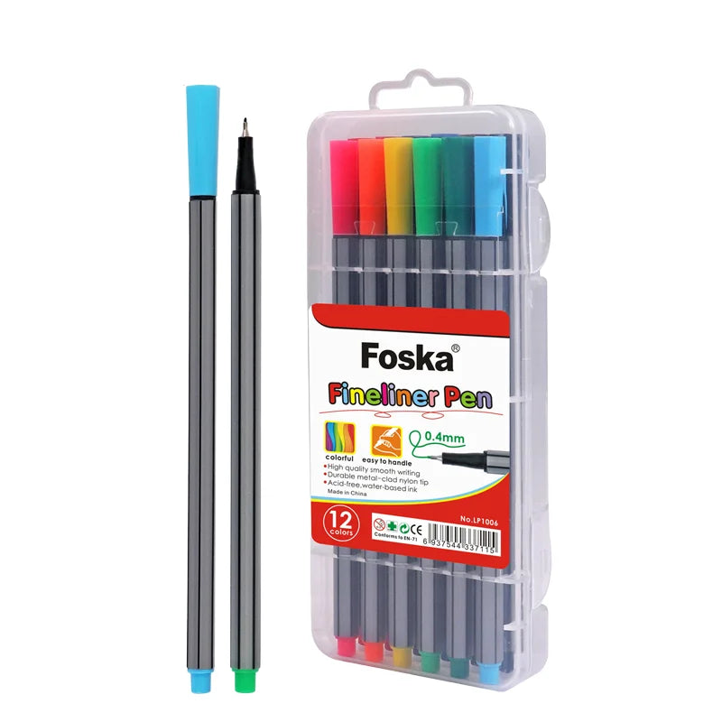 Fineliner Drawing Pens 0.4mm Fiber Nib – Set of 12