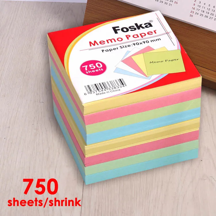 Four-Colour Sticky Memo Block 90 x 90 mm – 750 Sheets