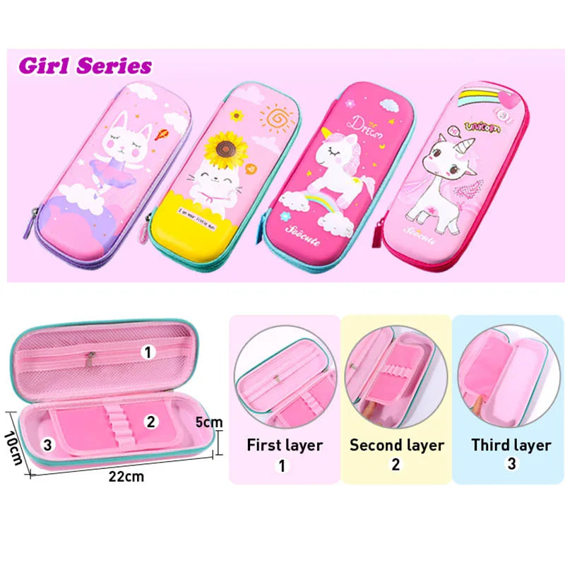 3D EVA Cartoon Double-Layer Pencil Case