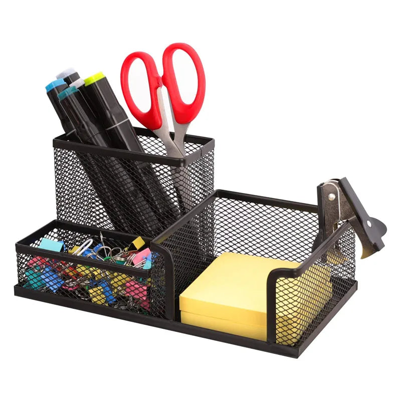 Metal Grid Multi-Compartment Desktop Container