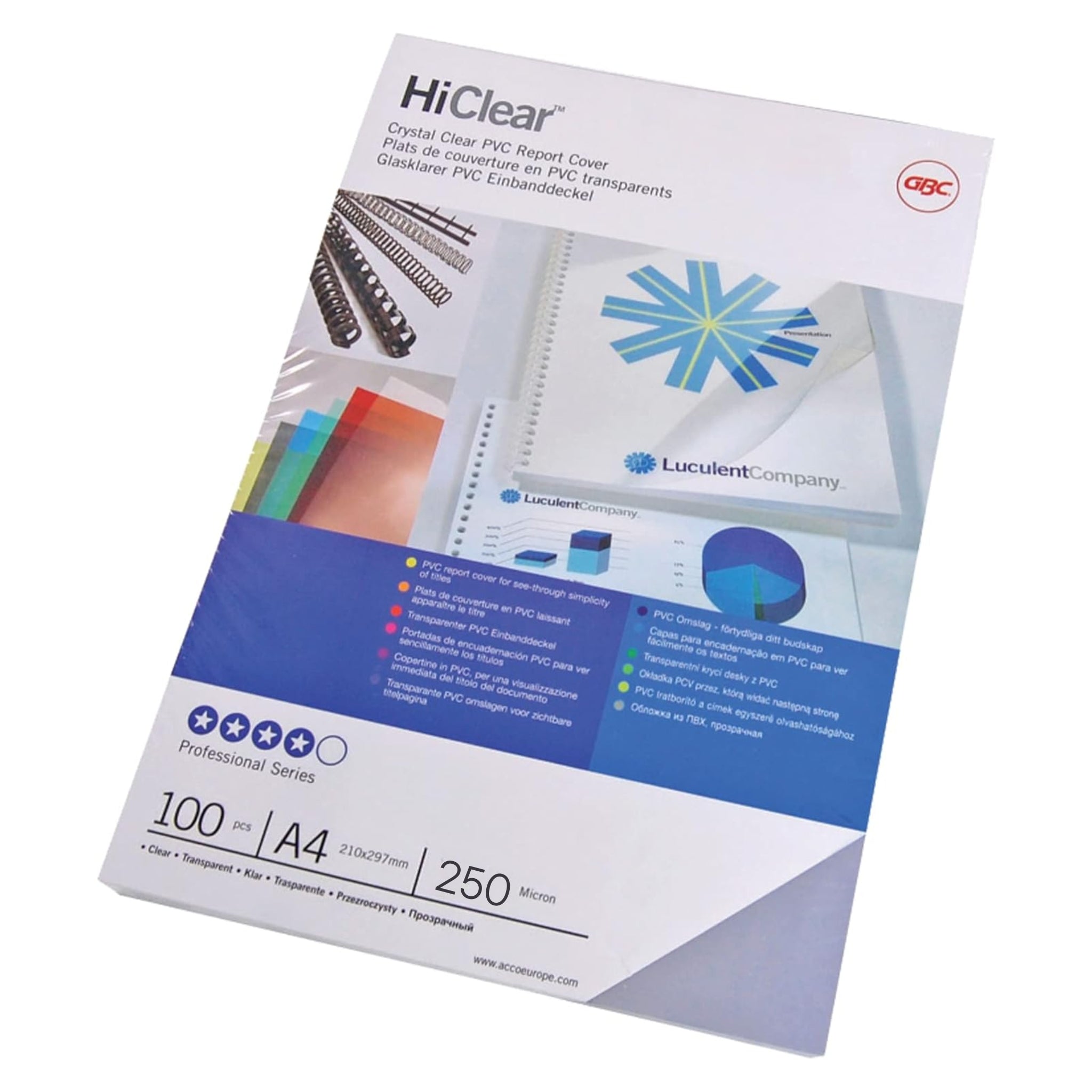 GBC PVC Binding Covers A4 250 µm Clear (Pack 100)