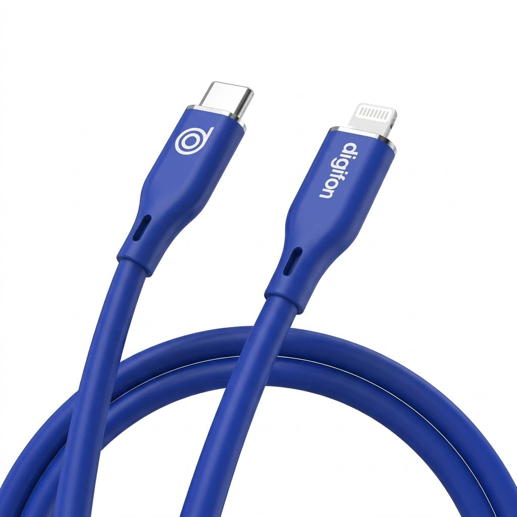 Digifon USB-C to Lightning Silicone Cable 27W - 1M - Cobalt Blue