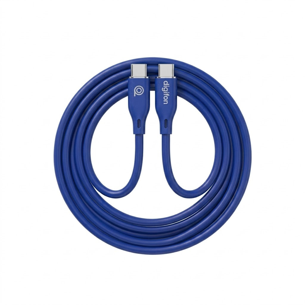 Digifon USB-C to USB-C Silicone Cable 60W - 1M - Cobalt Blue