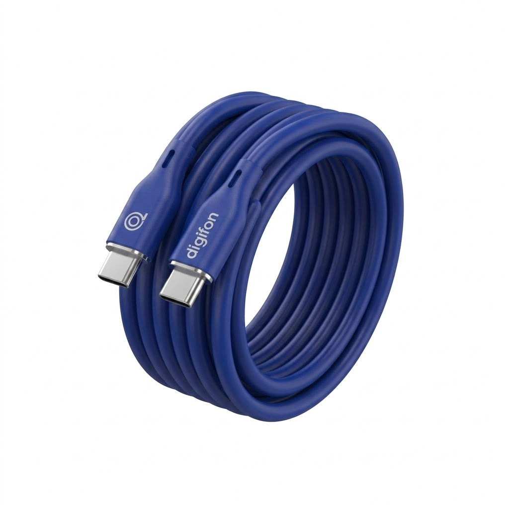 Digifon USB-C to USB-C Silicone Cable 60W - 1M - Cobalt Blue
