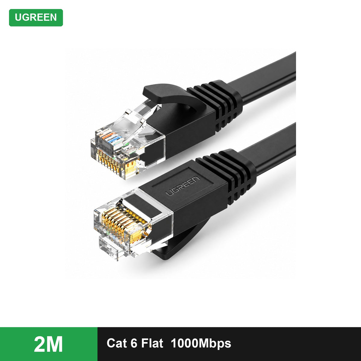UGREEN Cat 6 U/UTP LAN Flat Cable (Black, NW102) - 2 m - Office R Us