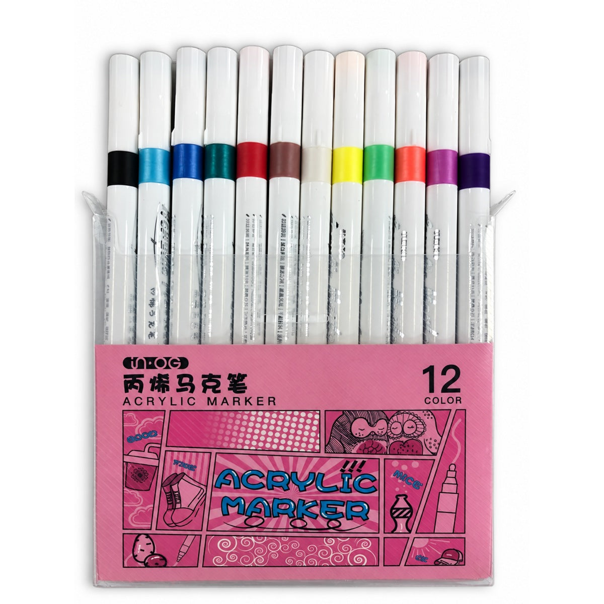 Foska Acrylic Paint Markers set of 12, markers in case