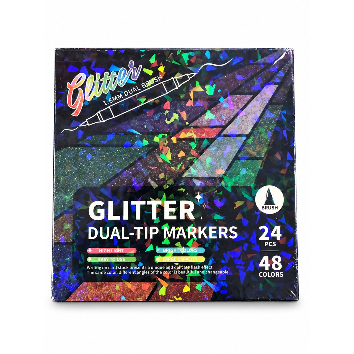 Foska Glitter Dual-Tip Markers 48 colours (24 pens) box front