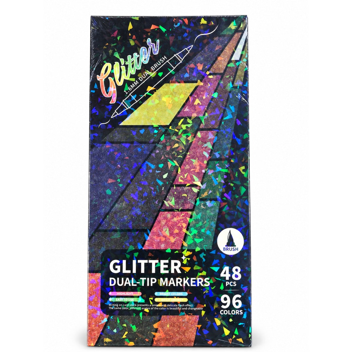 Foska Glitter Dual-Tip Markers 96 colours (48 pens) box front