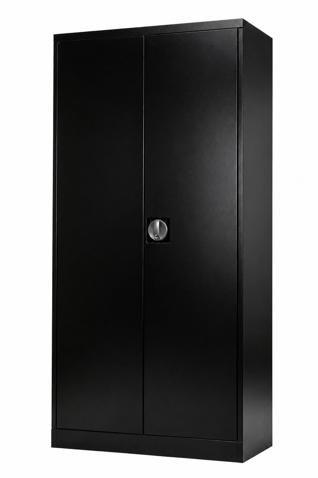 2-Door Steel Storage Cupboard with 4 Adjustable Shelves - Black - Office R Us
