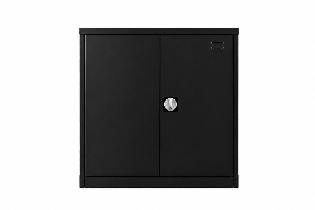 2 Steel Door Low Storage Cabinet - Black - Office R Us