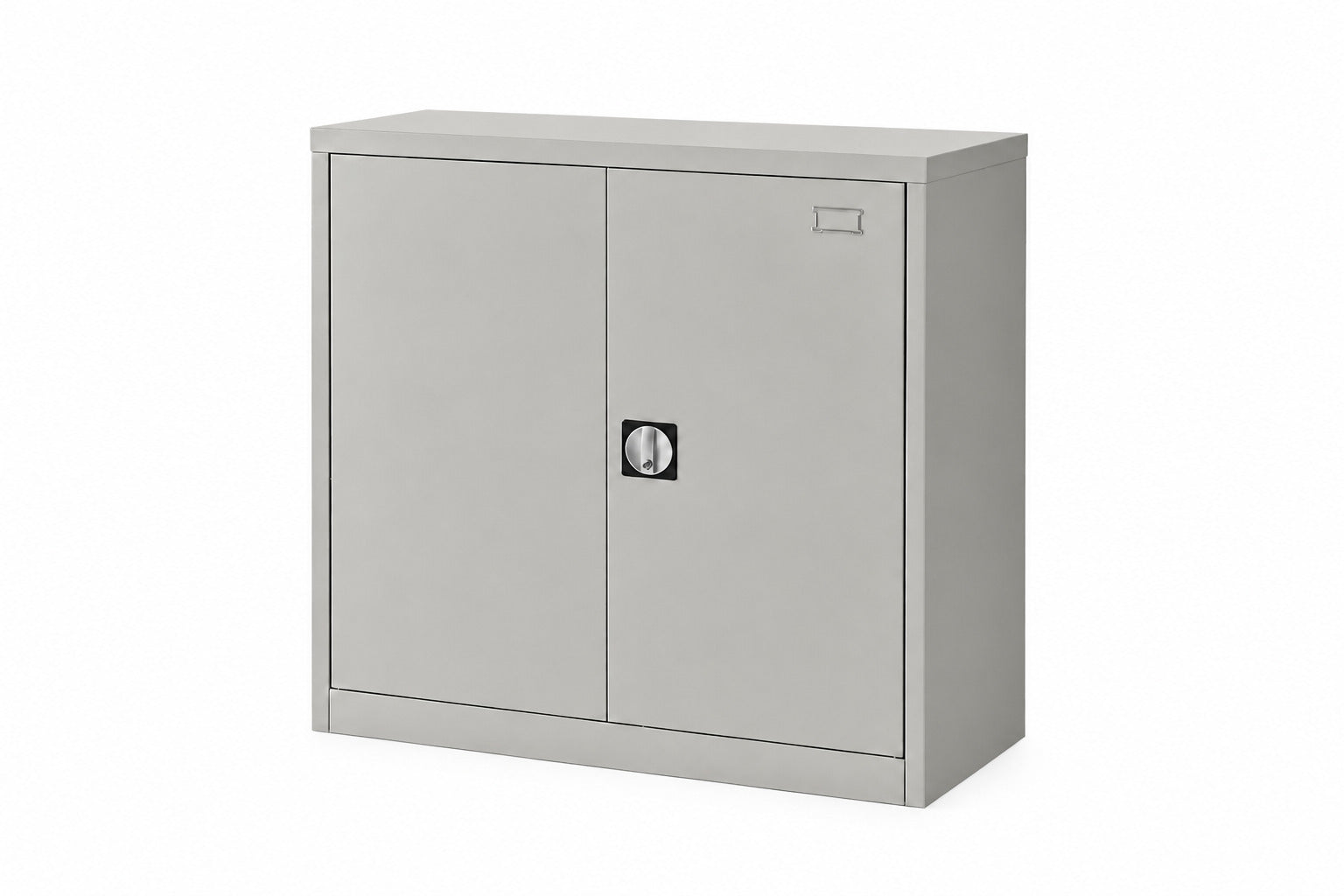 2 Steel Door Low Storage Cabinet - Angled View - Office R Us