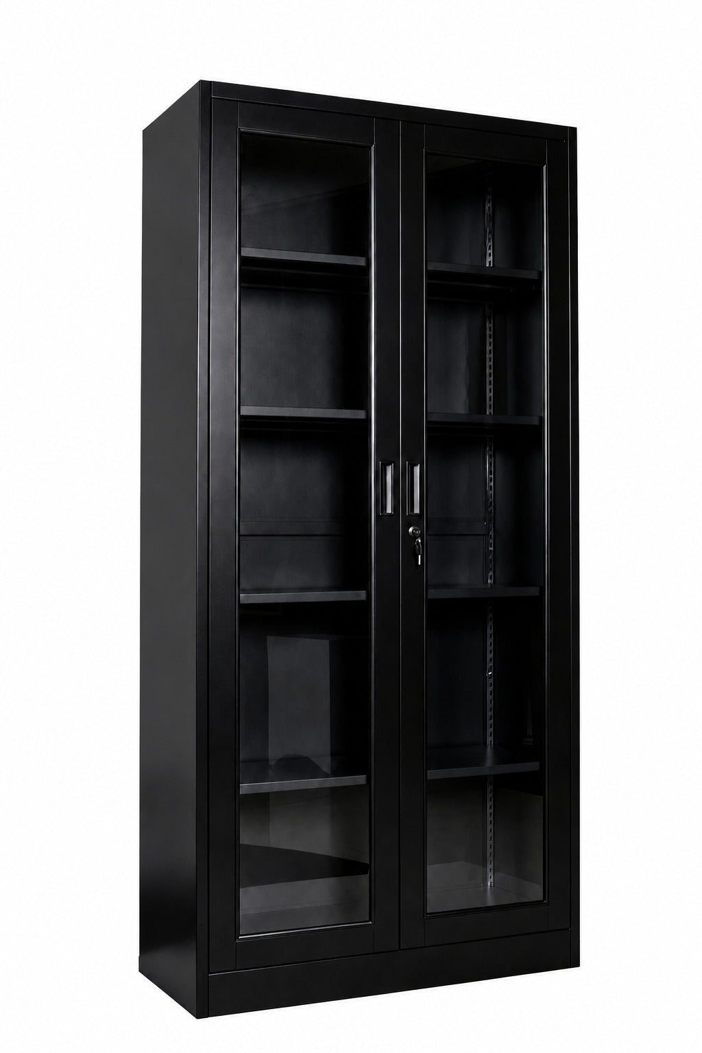 2 Glass Door Full-Height Storage Cabinet - Black - Office R Us