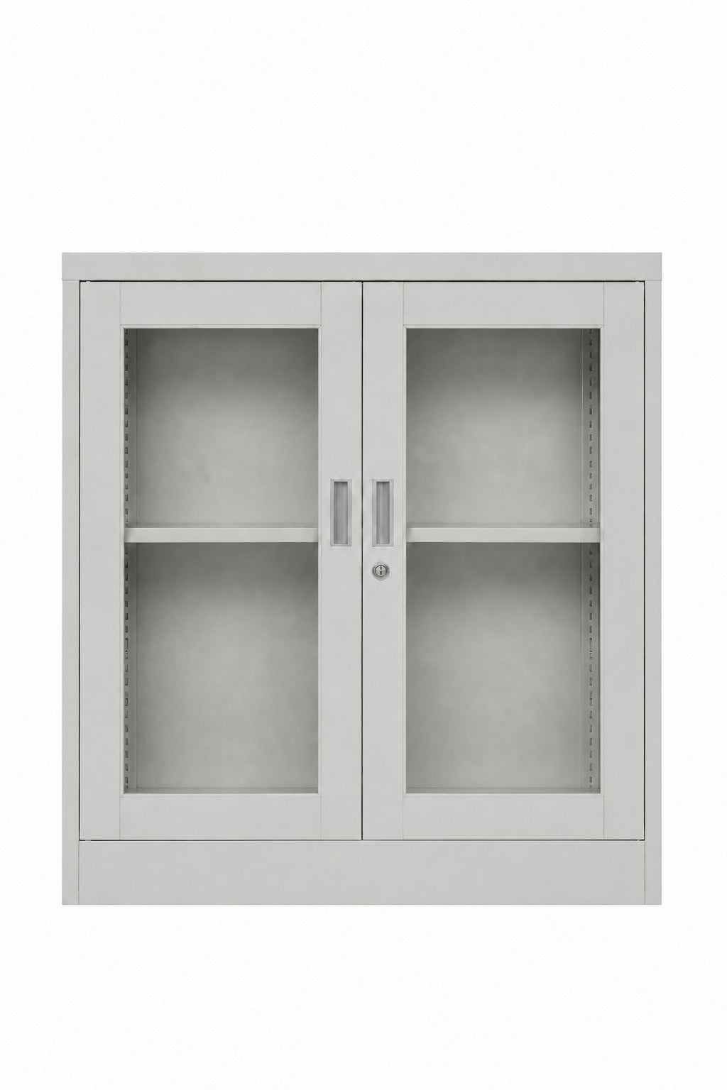 2 Glass Door Low Storage Cabinet - Front View - Office R Us