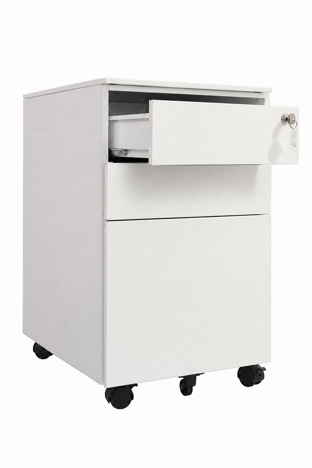 Mobile 3-Drawer Pedestal Cabinet - Drawer Open - Office R Us