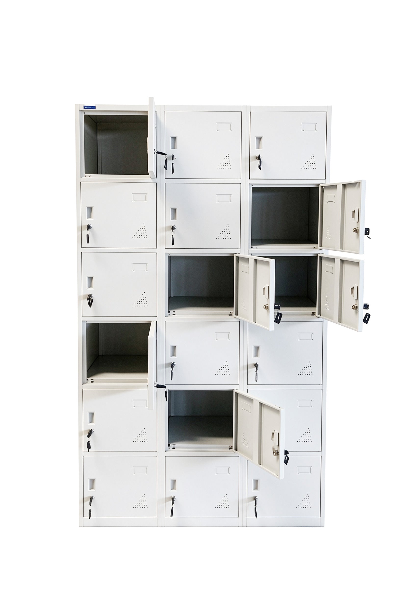 18-Door Steel Locker - Doors Open - Office R Us