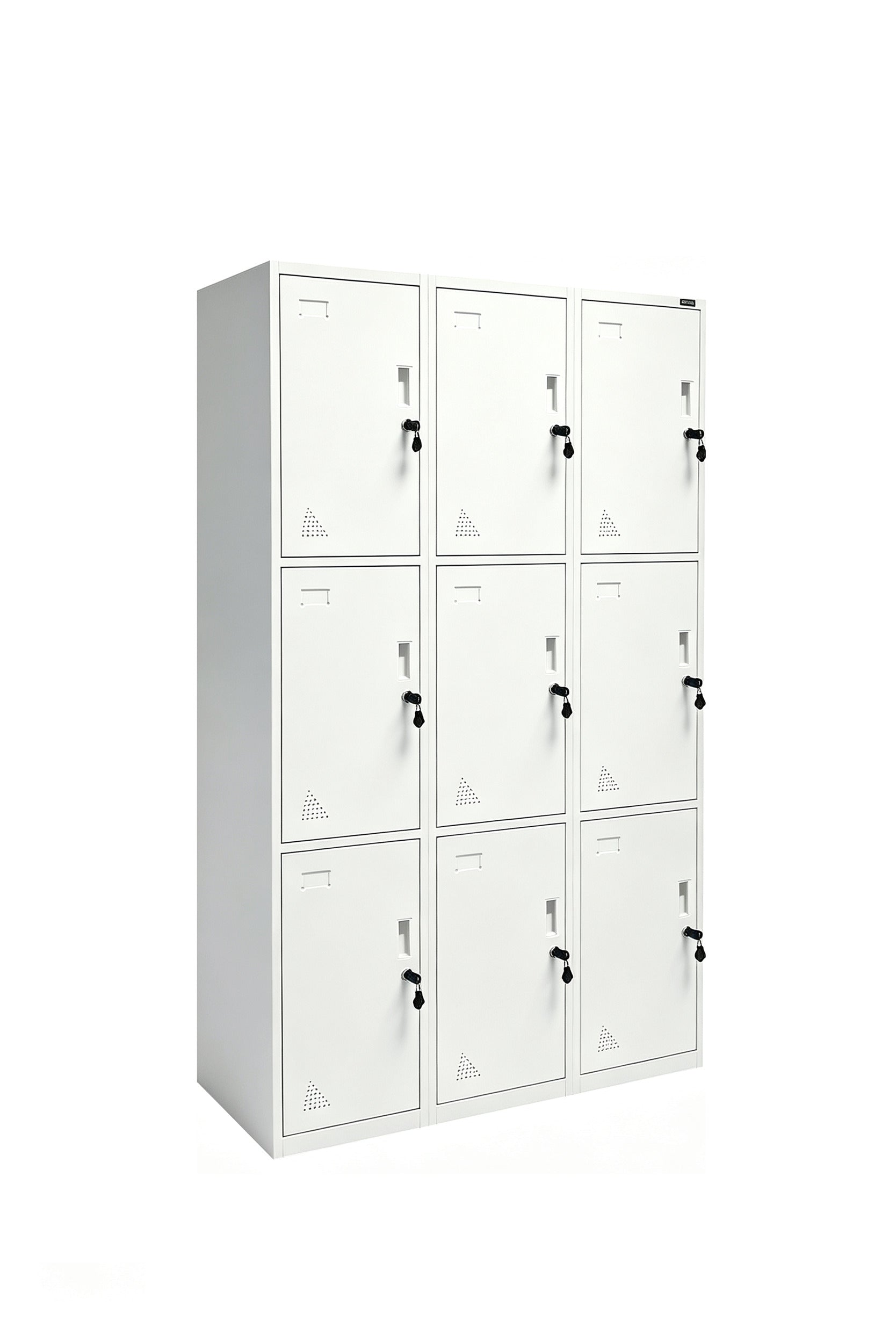 9-Door Steel Locker - Grey Angled View - Office R Us