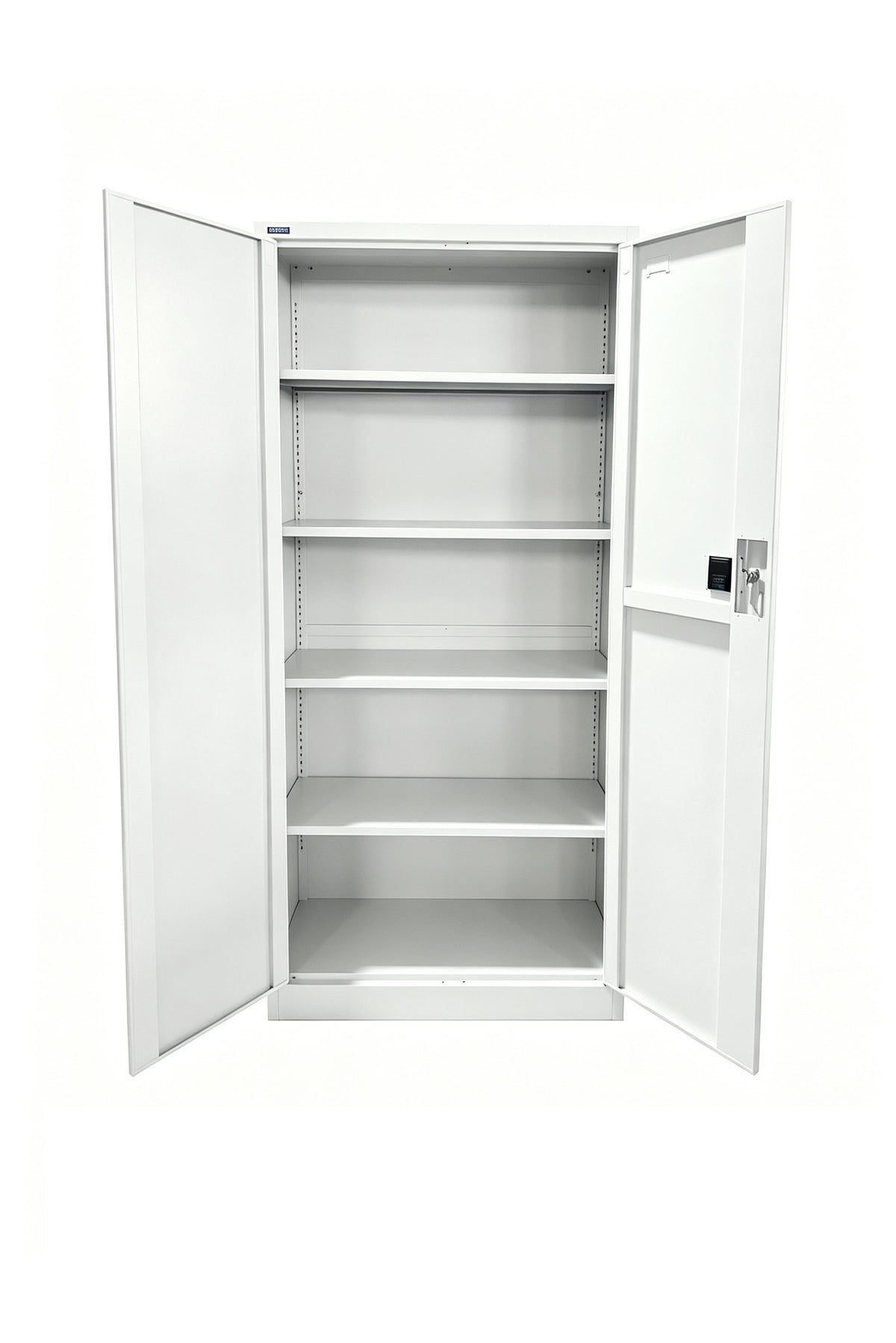 2-Door Steel Storage Cupboard with 4 Adjustable Shelves - Doors Open - Office R Us