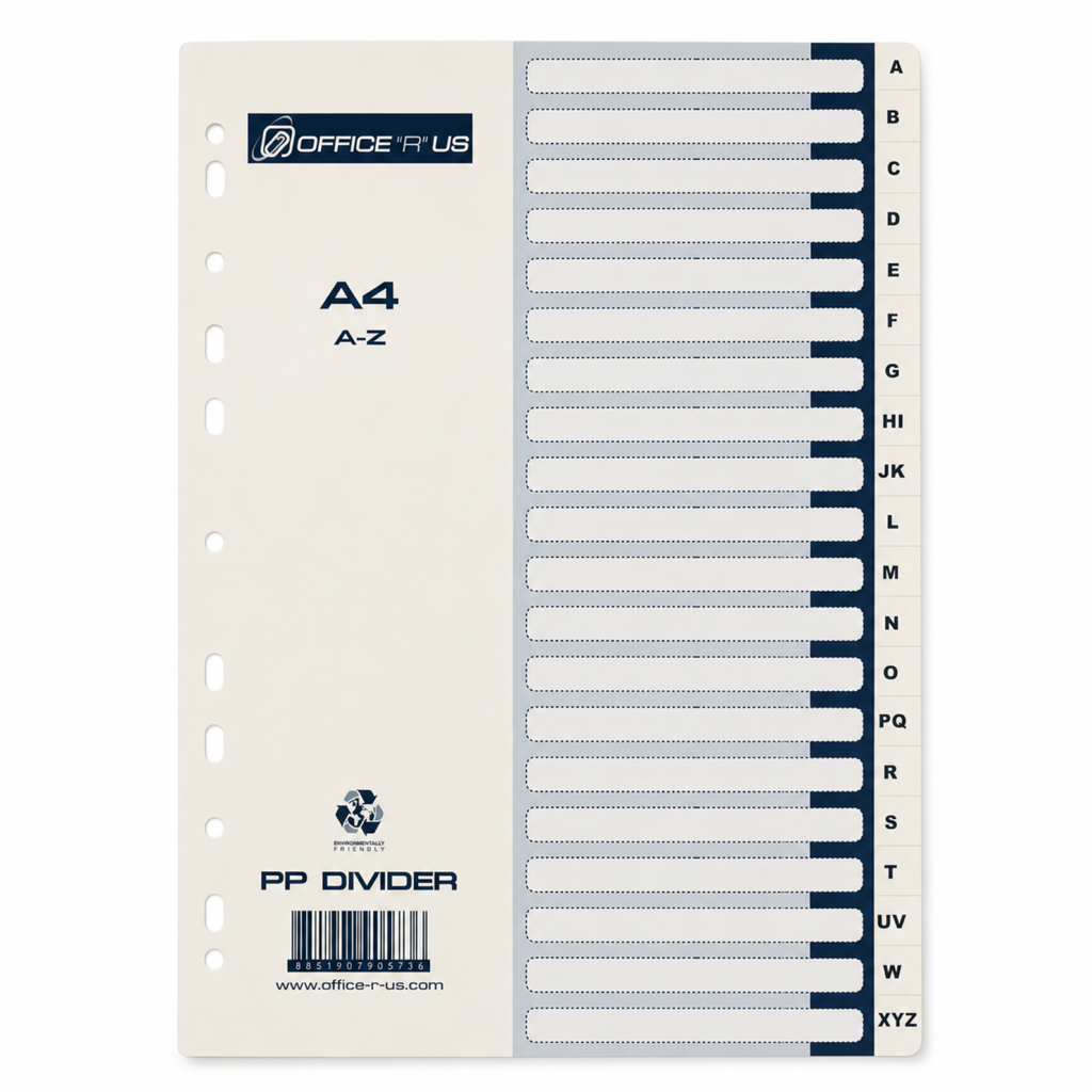 PP Divider A-Z Tabs Grey A4 - Office R Us Lagos