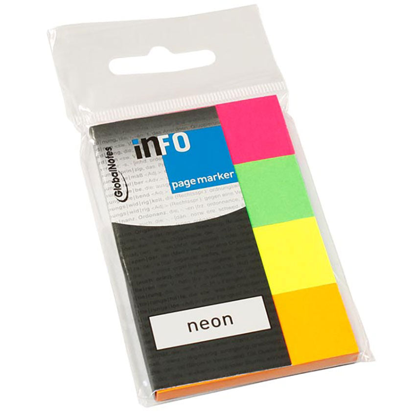 inFO Notes Neon Page Markers 20 x 50 mm, 4 Pads (50 Sheets) – Neon Pink/Neon Green/Neon Yellow/Neon Orange