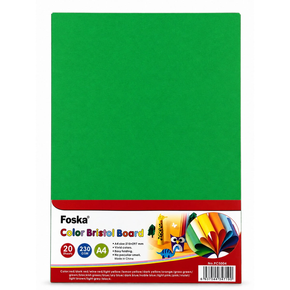 Foska Bristol board A4 pack, green