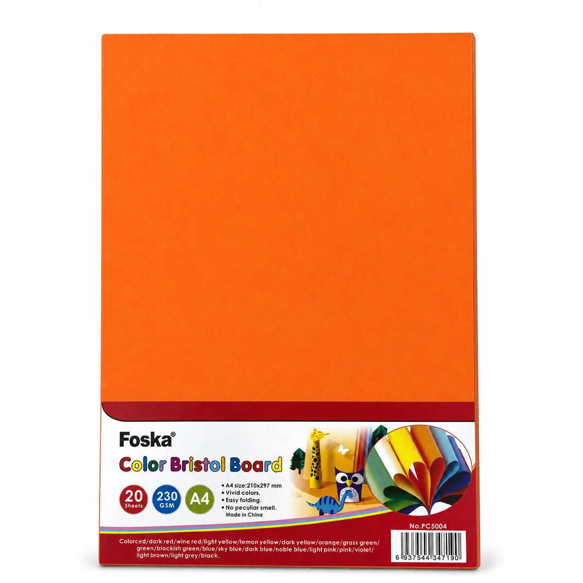 Foska Bristol board A4 pack, orange