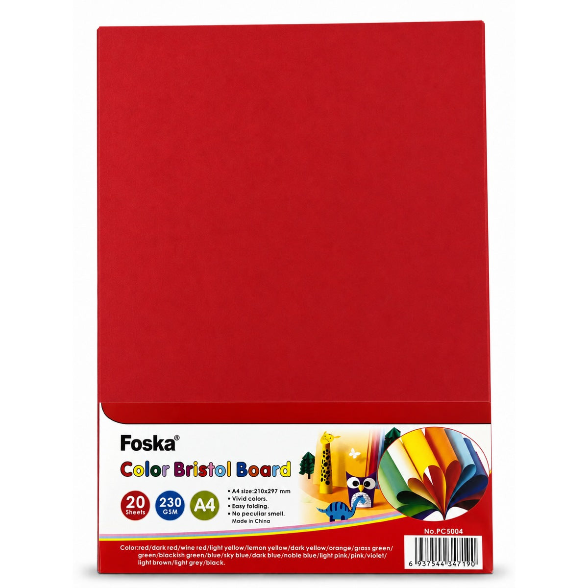 Foska Bristol board A4 pack, red