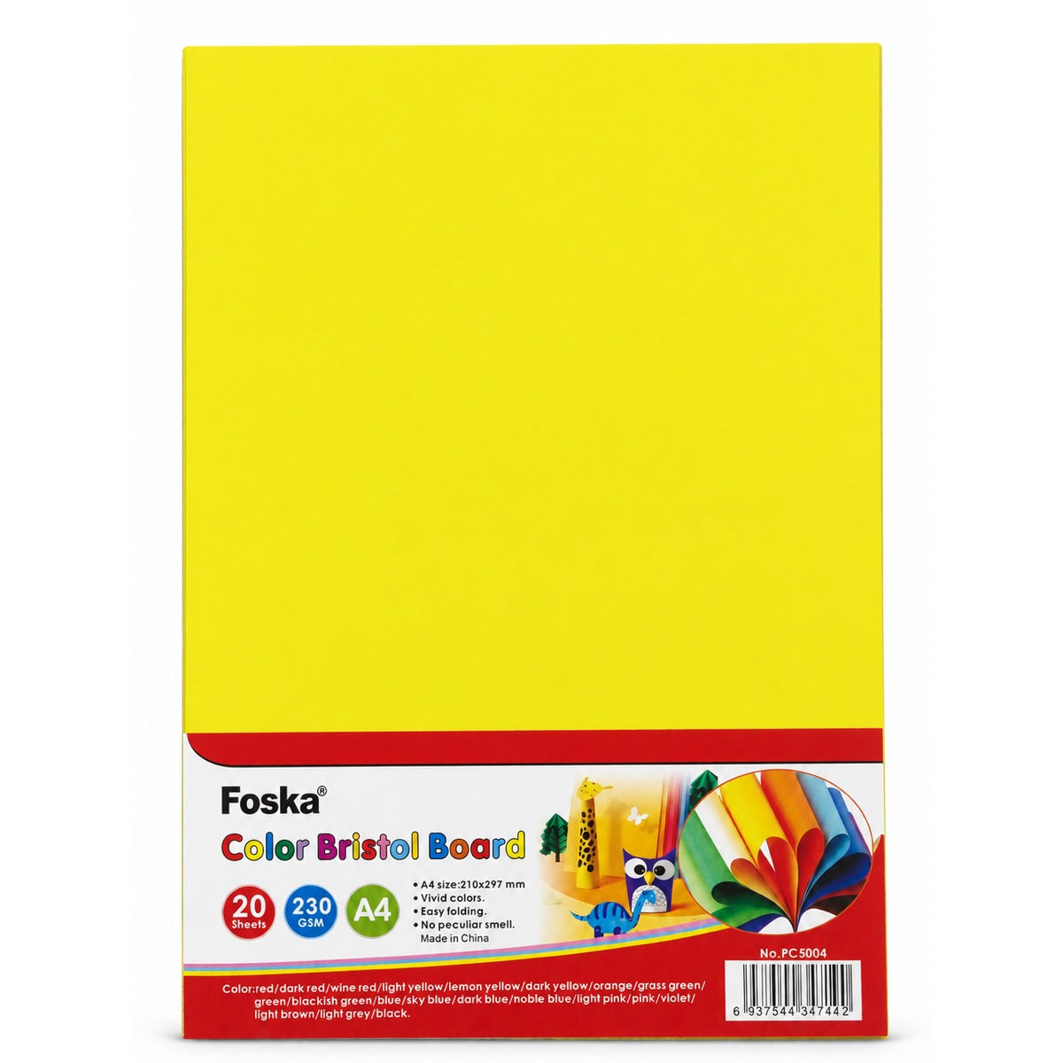 Foska Bristol board A4 pack, yellow