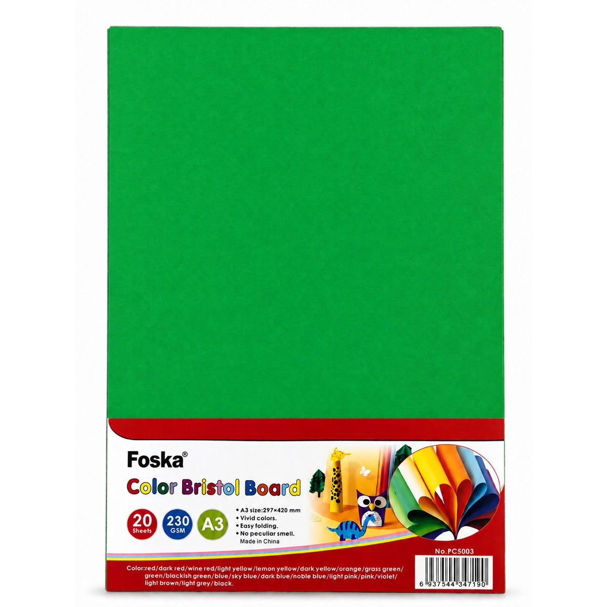 Foska Bristol board A3 pack, green