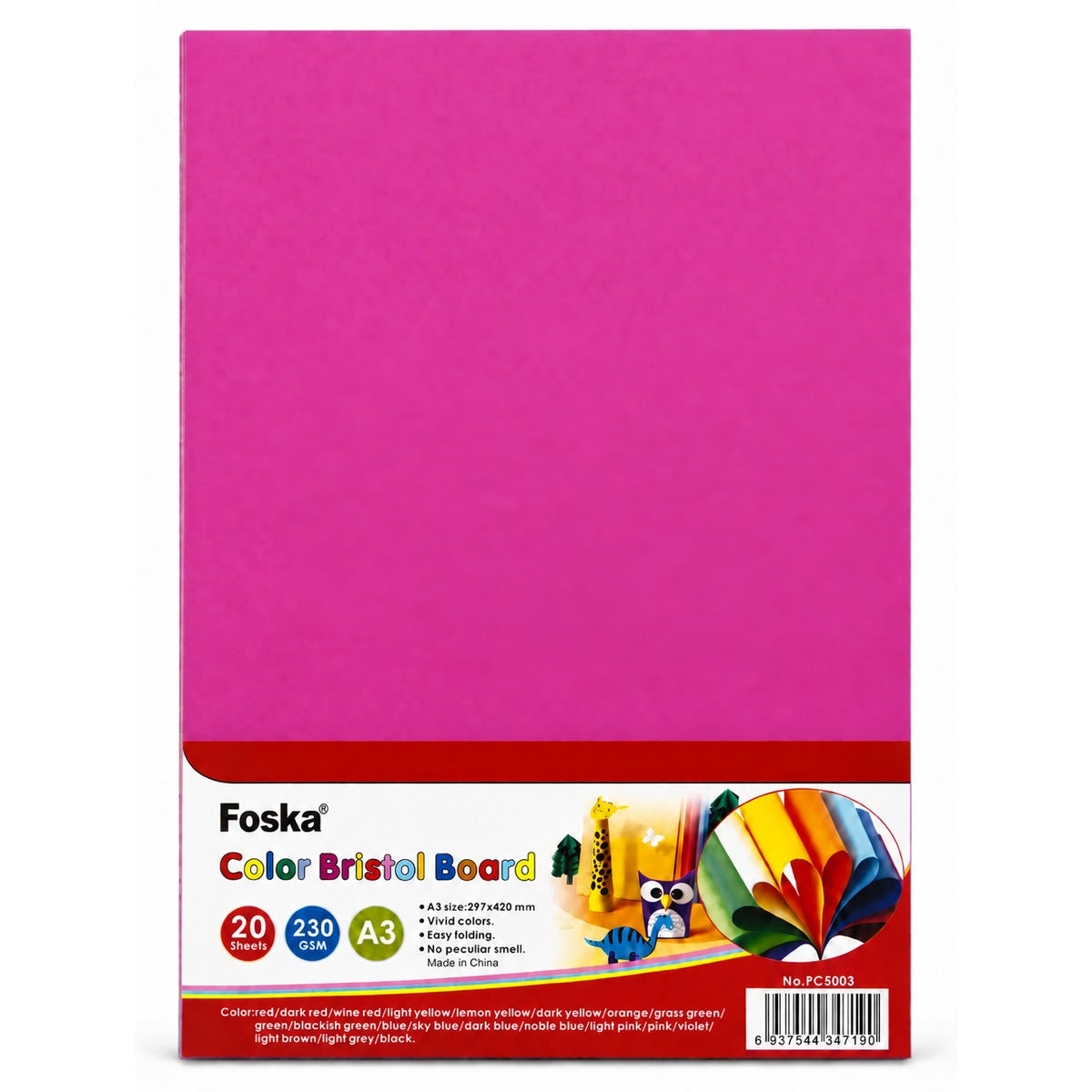 Foska Bristol board A3 pack, pink