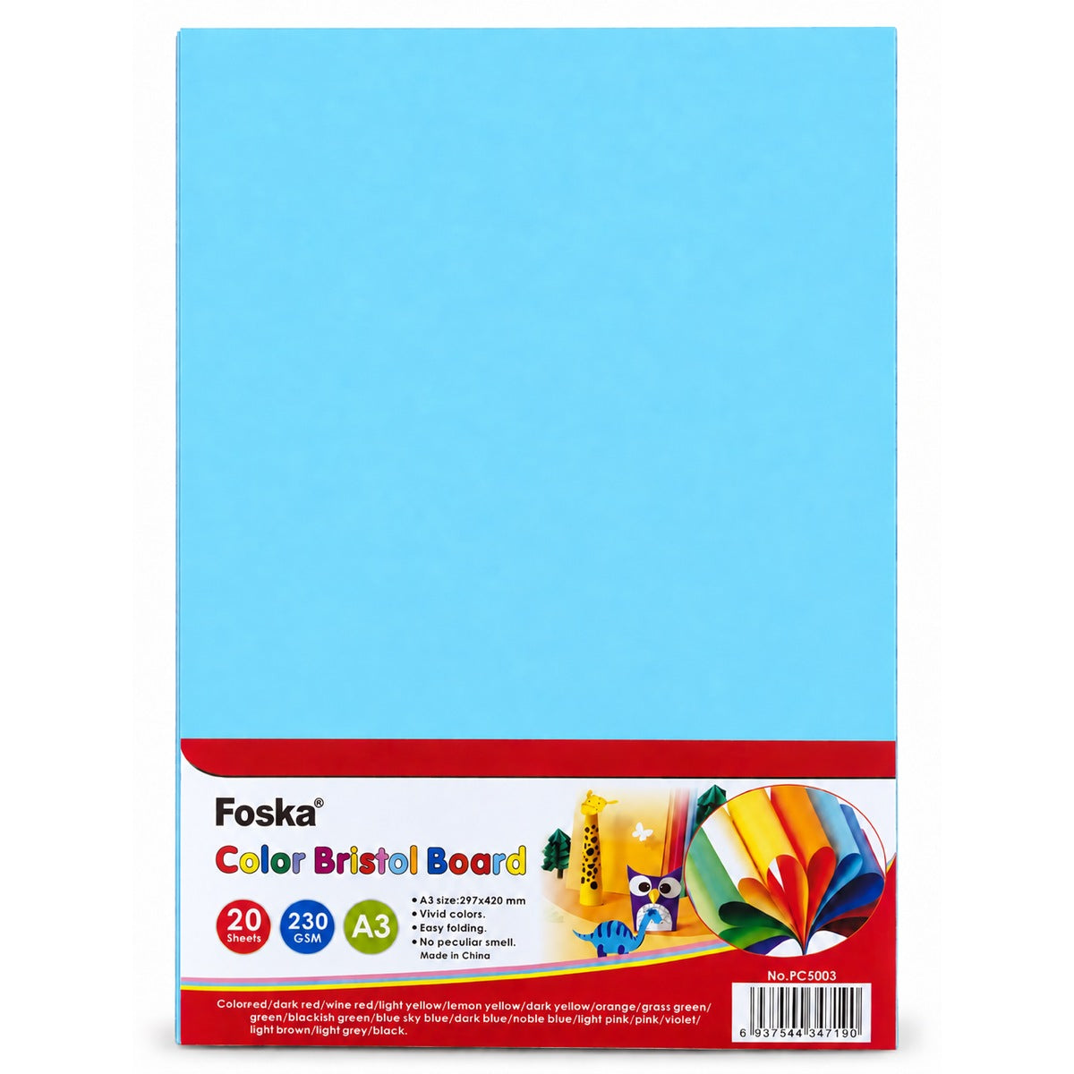 Foska Bristol board A3 pack, sky blue