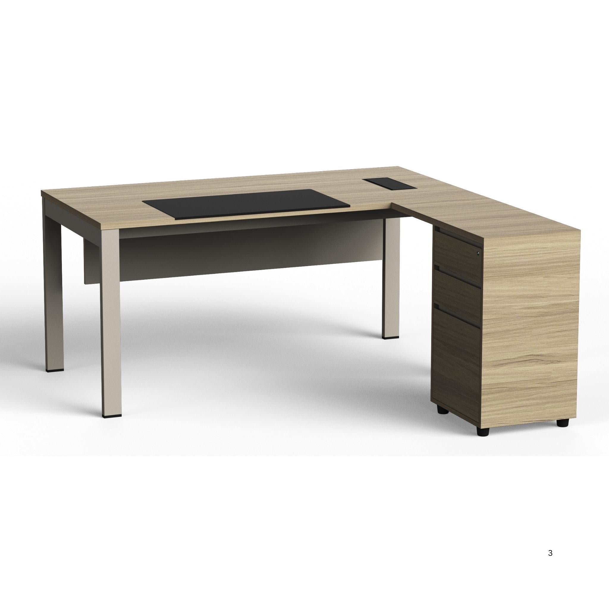 PS-TN16 - Manager Desk with Extension and 3 attached Drawers