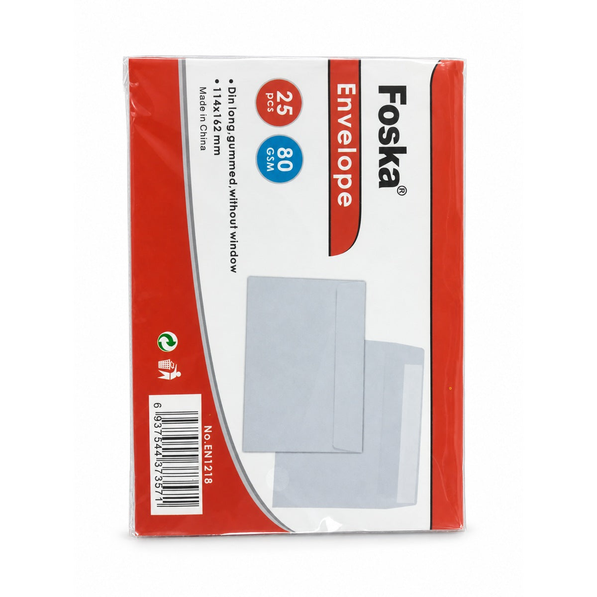 Foska EN1218 supplier pack of 25, 80 gsm, 114 x 162 mm