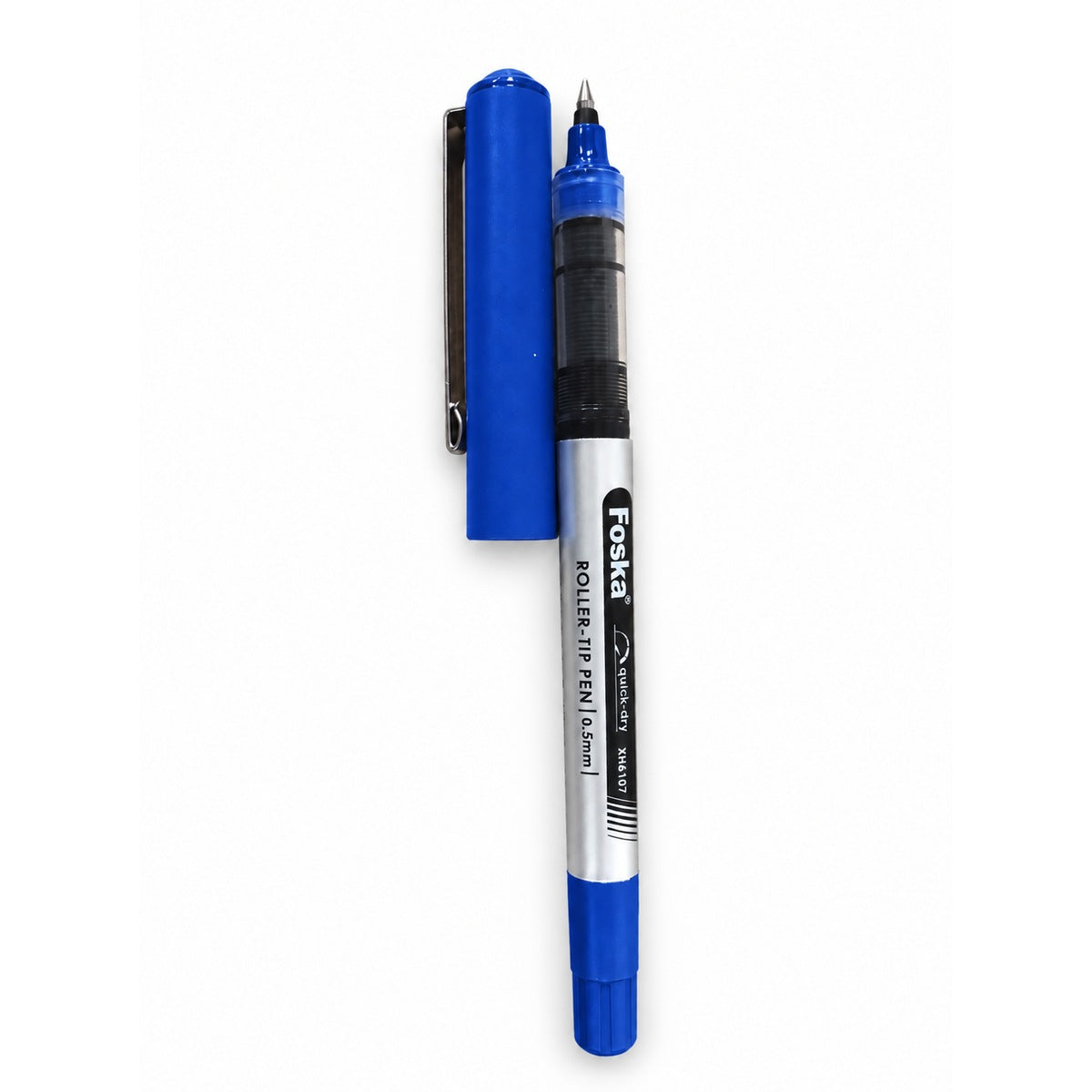 Foska XH6107 blue roller tip pen, cap off