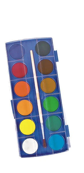 Solid Watercolor Paint Set – 12 Colors with Brush