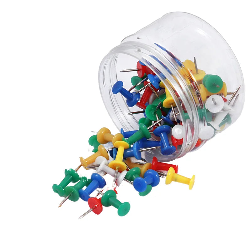 Assorted Color Plastic Push Pins 25mm – Box of 60