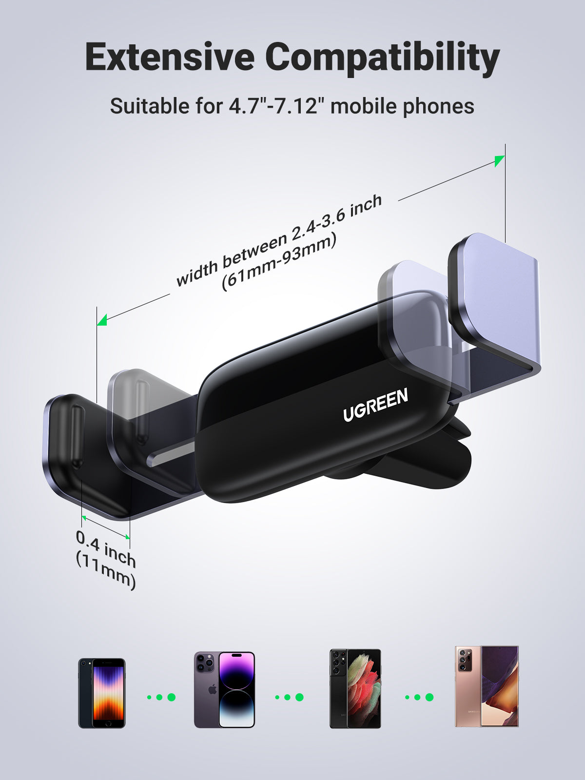 UGREEN Air Vent Phone Holder (Black) - View 5 - Office R Us
