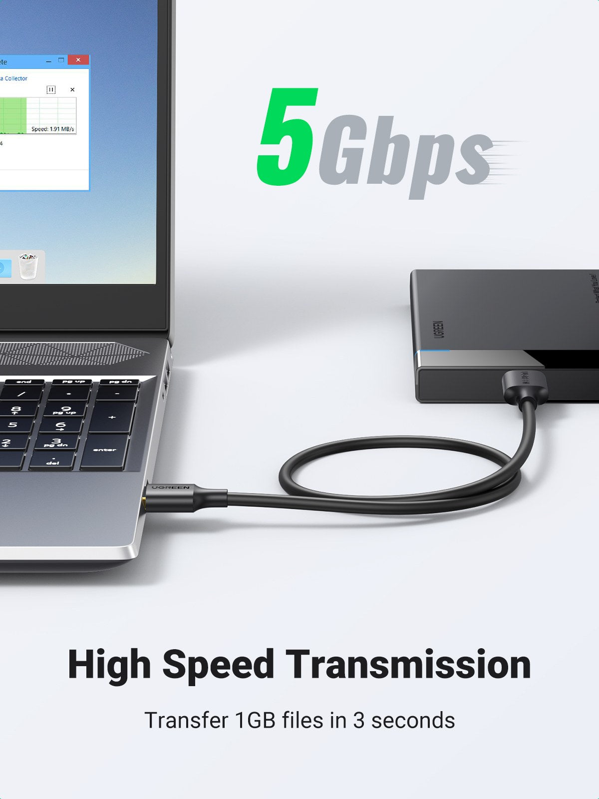 UGREEN USB 3.0 A Male to Micro USB 3.0 Male Cable (0.5m, Black) - View 2 - Office R Us